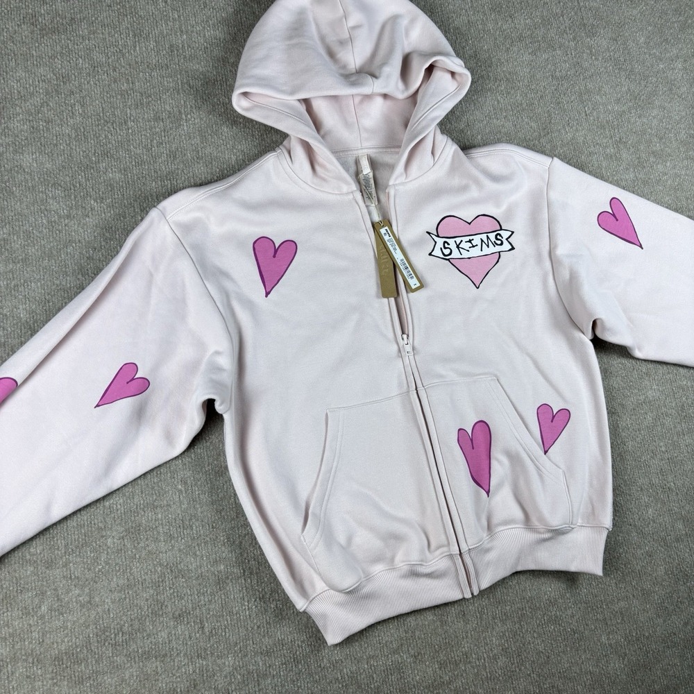 NWT SKIMS Cotton Fleece Barely Pink Angel Hoodie Pants Set Women's S Pink - Picture 7 of 16